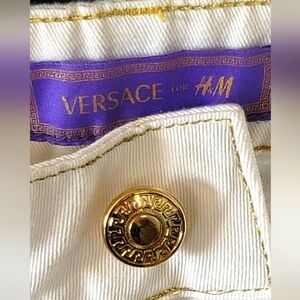 Versace for H&M White Pants with Gold Accents